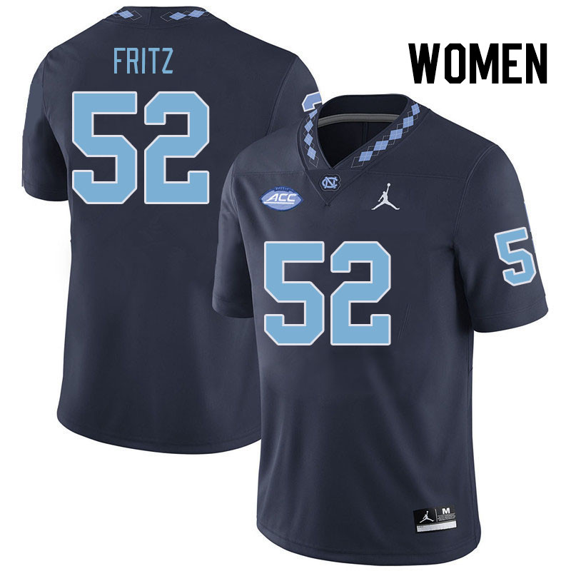Women #52 Jonny Fritz North Carolina Tar Heels College Football Jerseys Stitched Sale-Navy